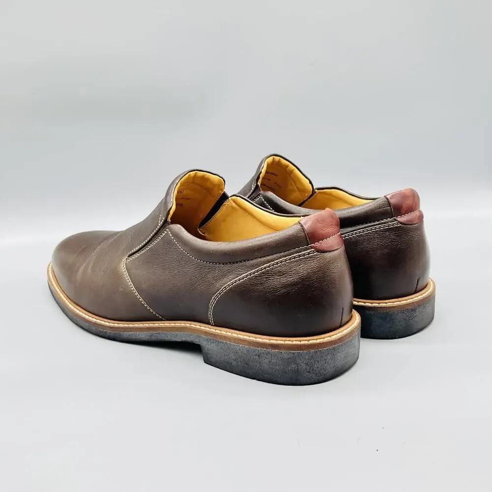 Johnston & Murphy Shoes Mens 11 Brown Leather Slip On Oxford Dress Sheepskin